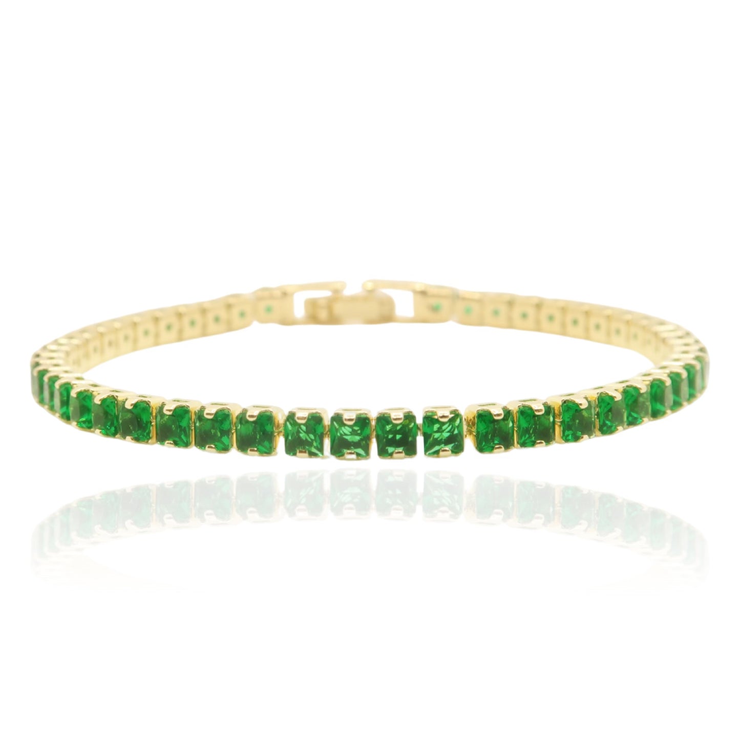 Bracelet Gia rivière gold & green